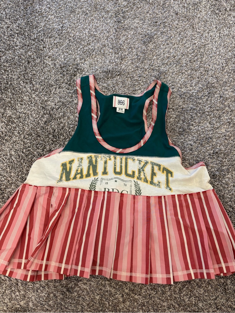 NWOT BDG women’s Nantucket Pink & Green Striped Tank Top Sz Medium